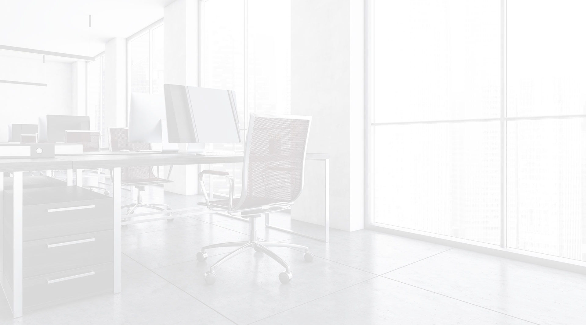 close up of an office workstation desk with a white gradient over it